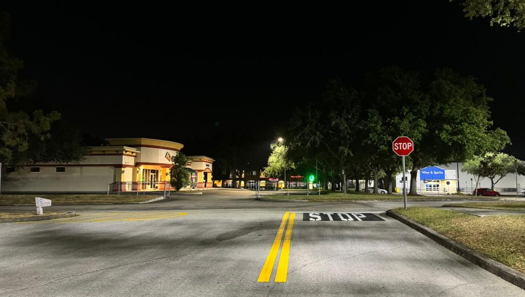 freshly painted yellow arrows for goodwill parking lot