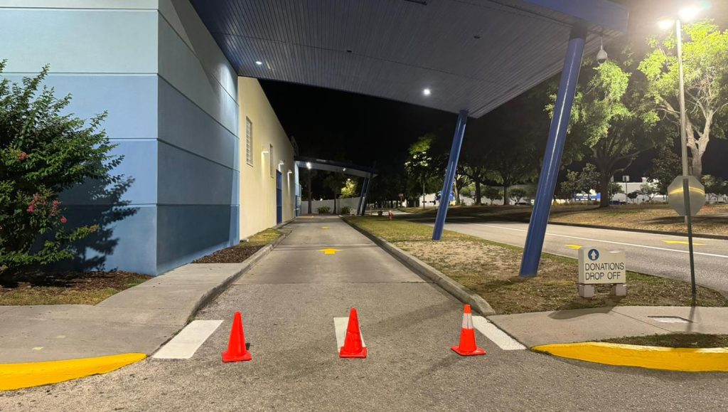 goodwill parking lot with freshly painted markings