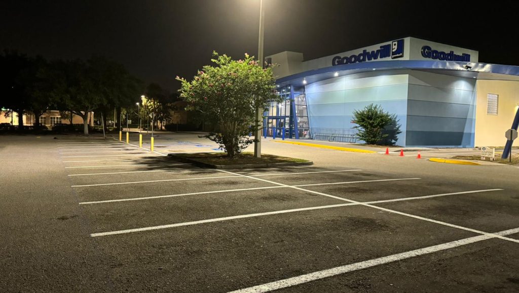 freshly marked lines for goodwill parking lot