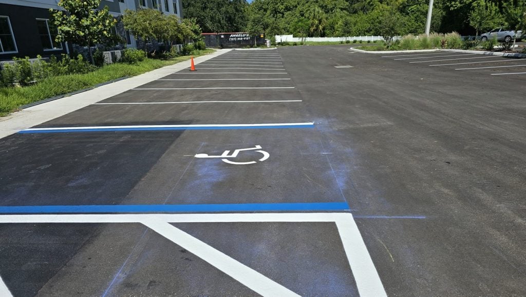 freshly painted line markings for apartment complex