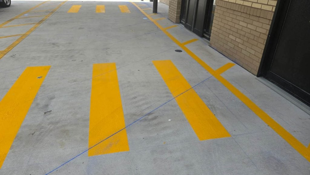 yield freshly painted on Chick-fil-A pavement