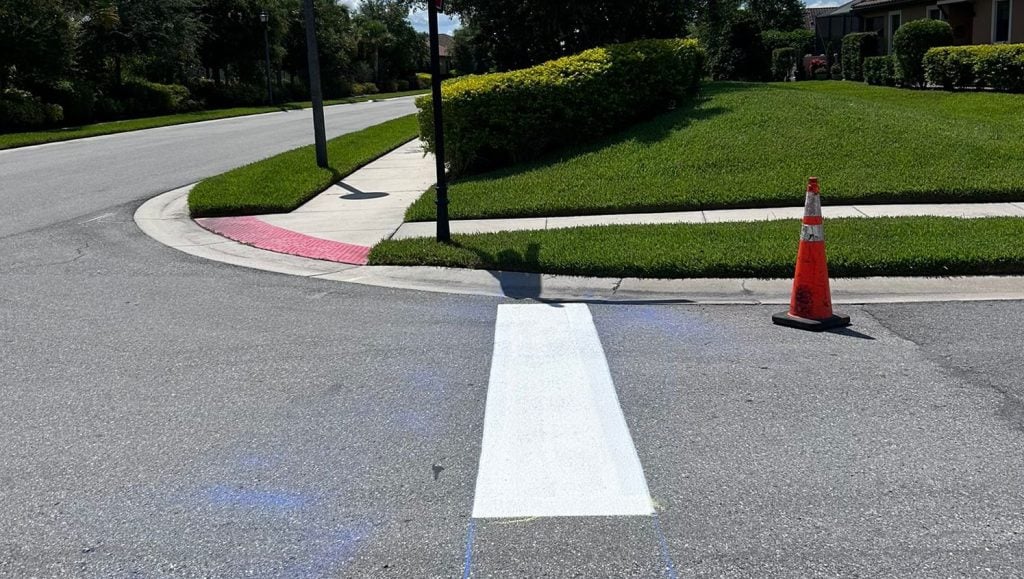 freshly painted line marking for neighborhood
