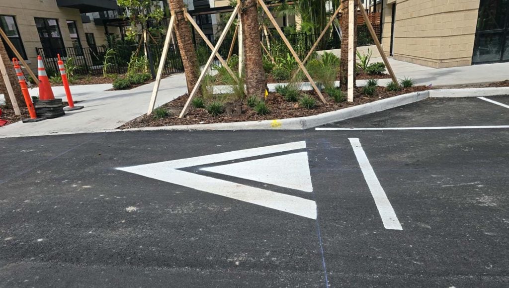 freshly painted parking spots for business parking lot