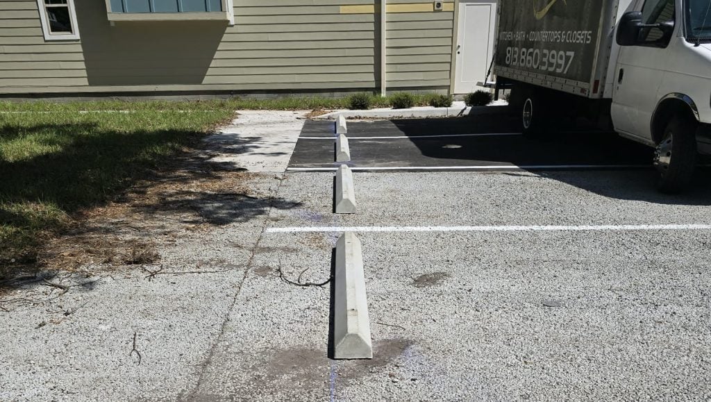 freshly painted line markings for apartment parking lot