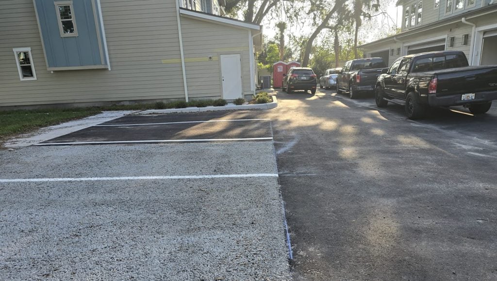 freshly painted parking spots for apartment