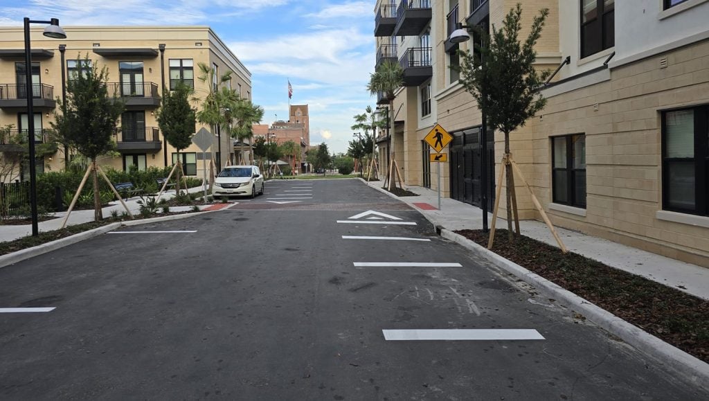 freshly painted line markings for apartments