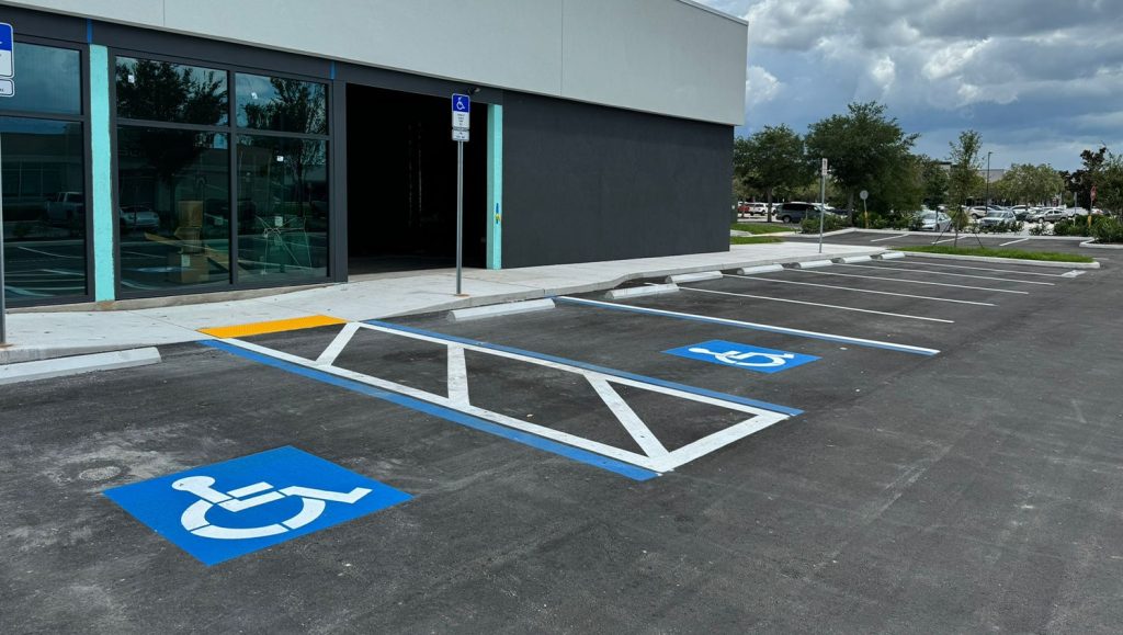 ada compliance parking spots freshly painted