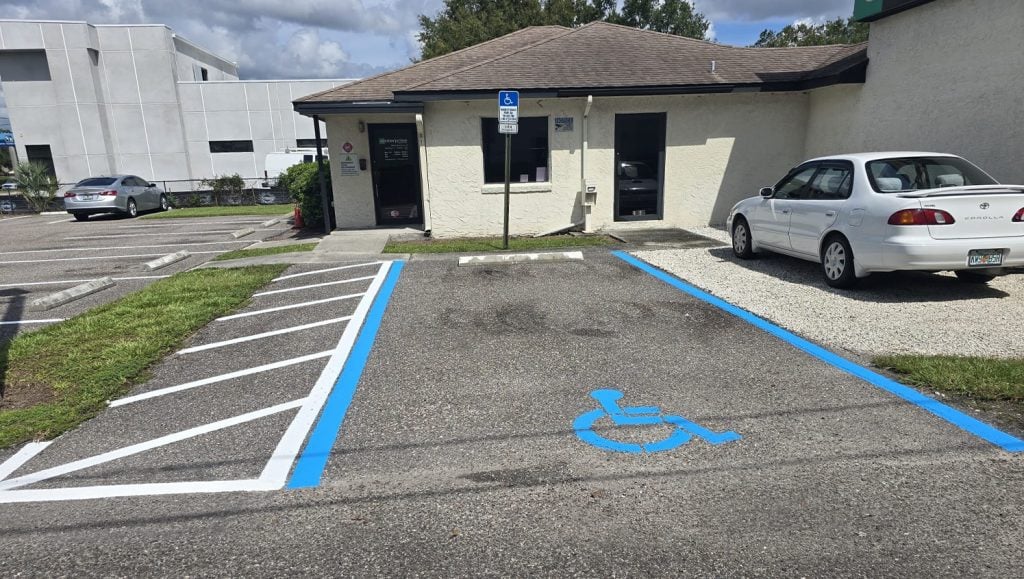 Enterprise parking lot freshly painted
