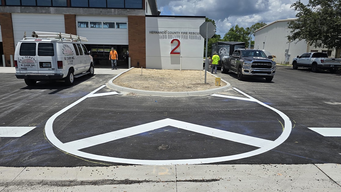 Line Striping for Fire Station in Spring Hill | G-FORCE™