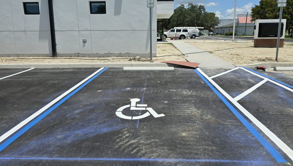 close-up of ada compliance parking spot for Fire Station