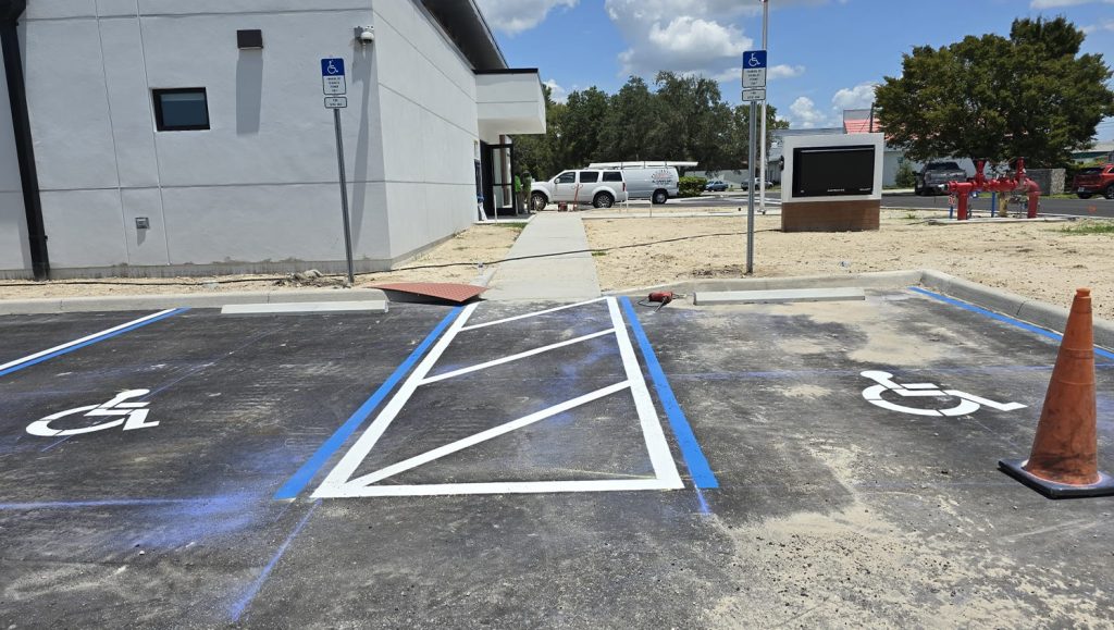 ada compliance parking spots close-up of Fire Station