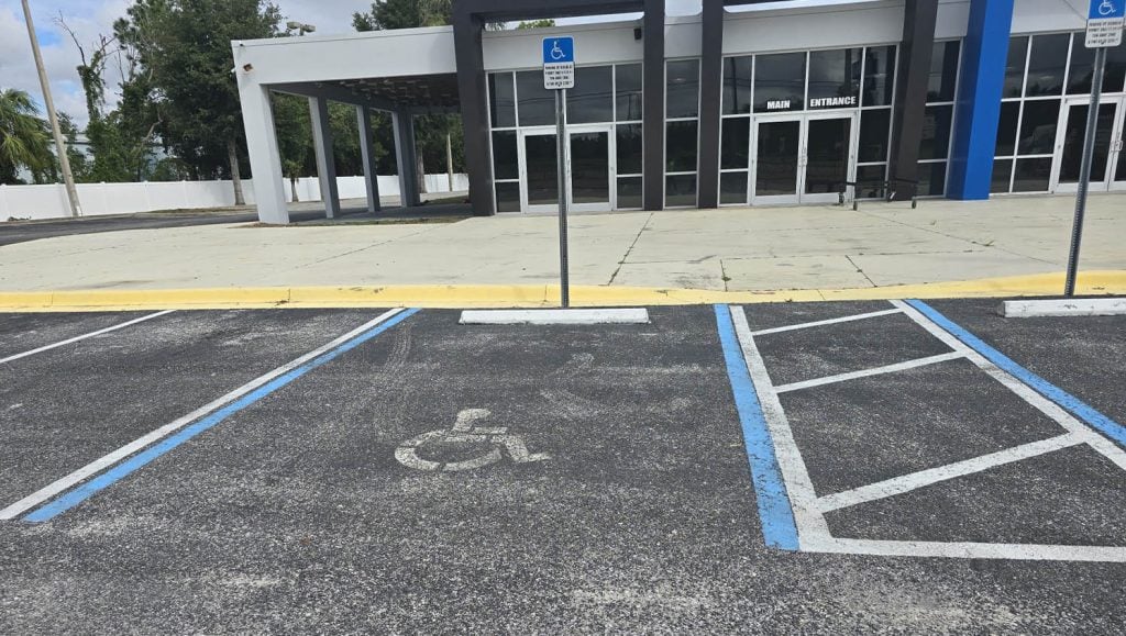 ada compliance parking spots for Jayco before new line markings