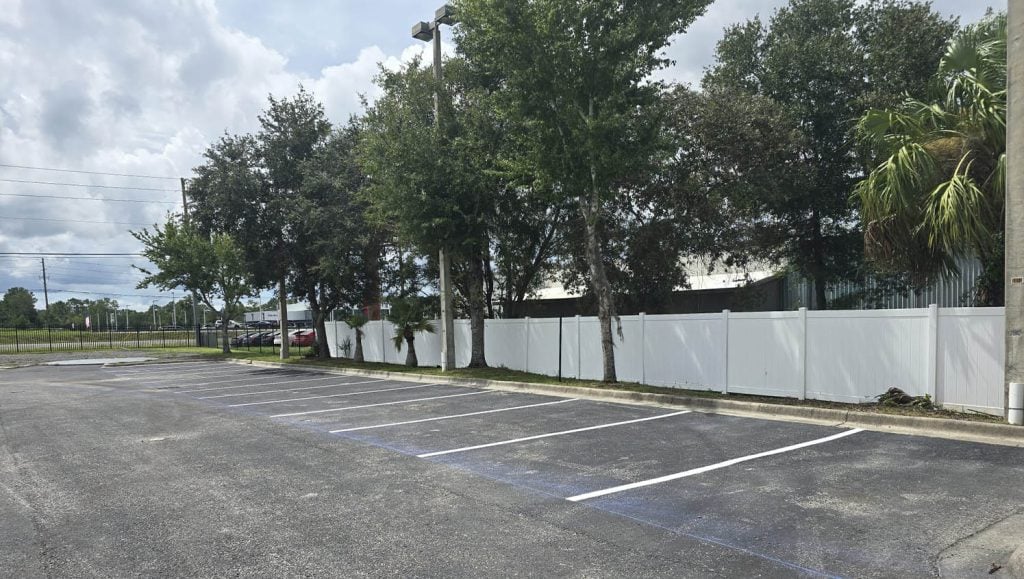 parking spots freshly painted for Jayco