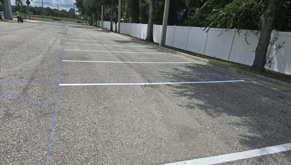 ada compliance parking spots freshly painted for Jayco parking lot