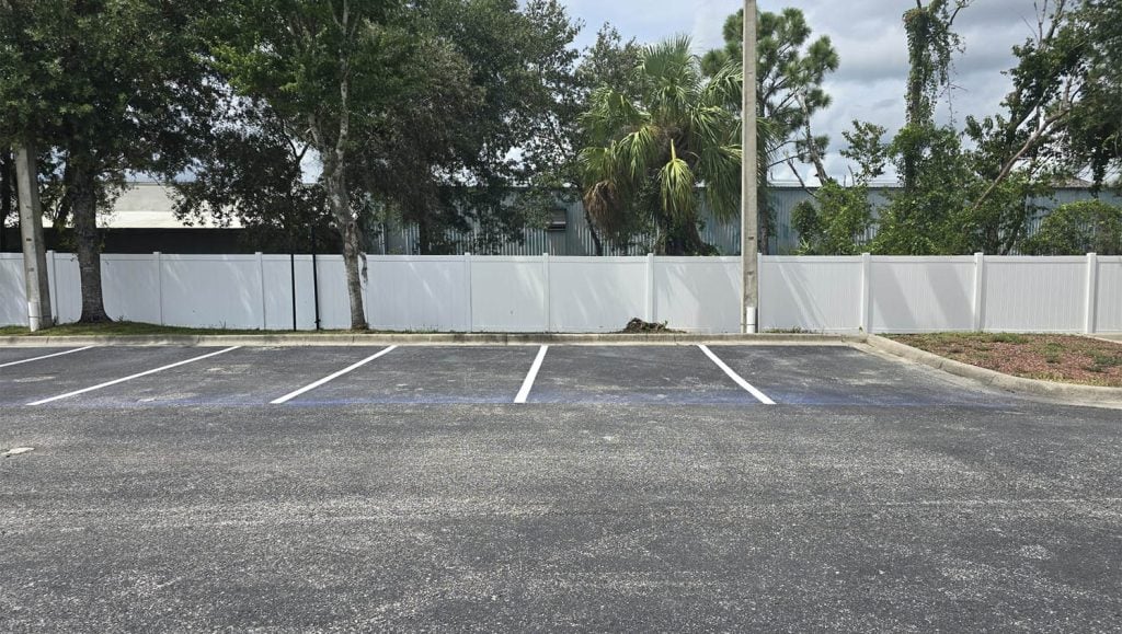close-up of parking spots freshly painted