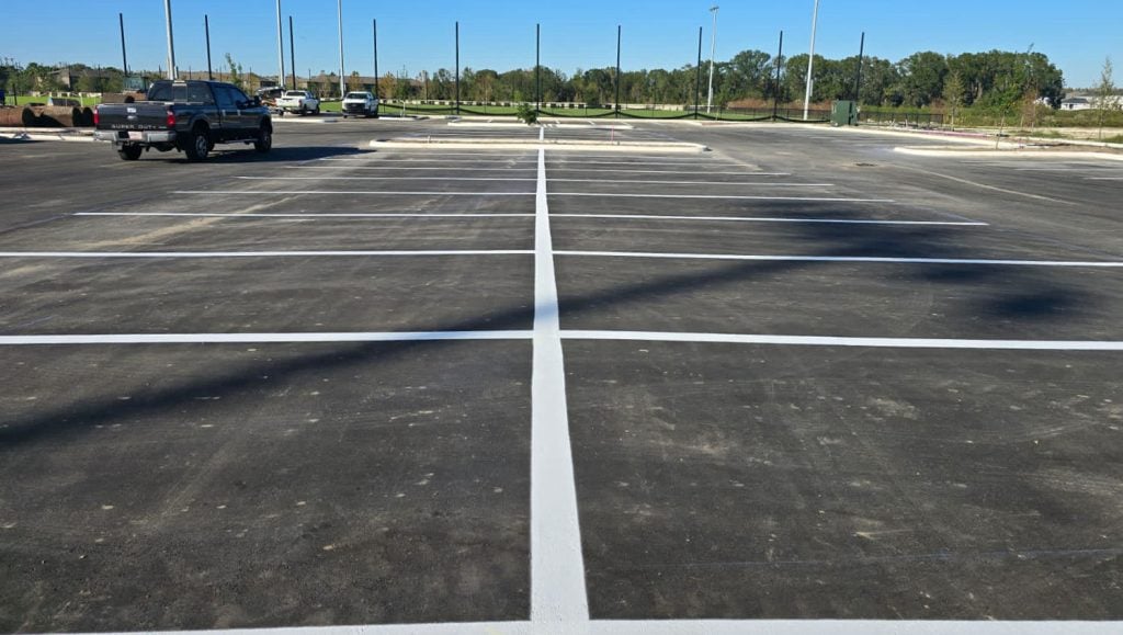 parking spots freshly painted for a park