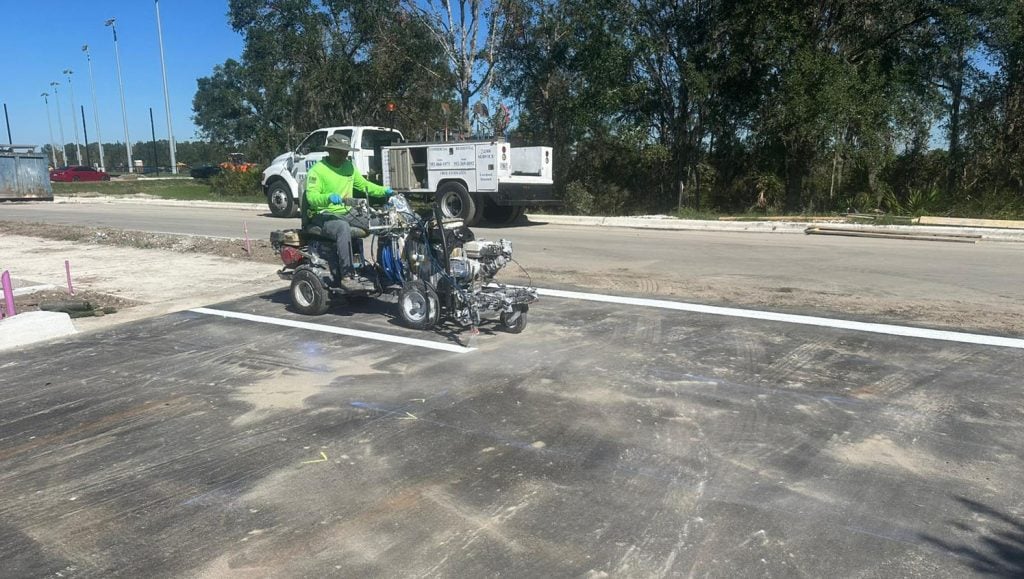 freshly painted parking spots for a park in florida