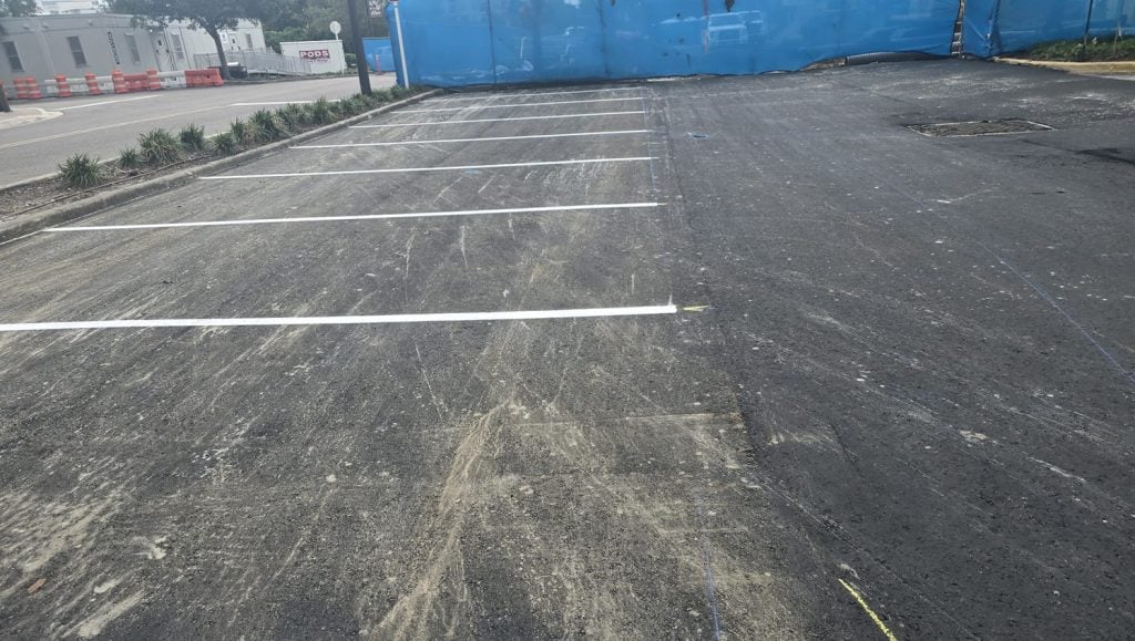 freshly painted line markings for warehouse