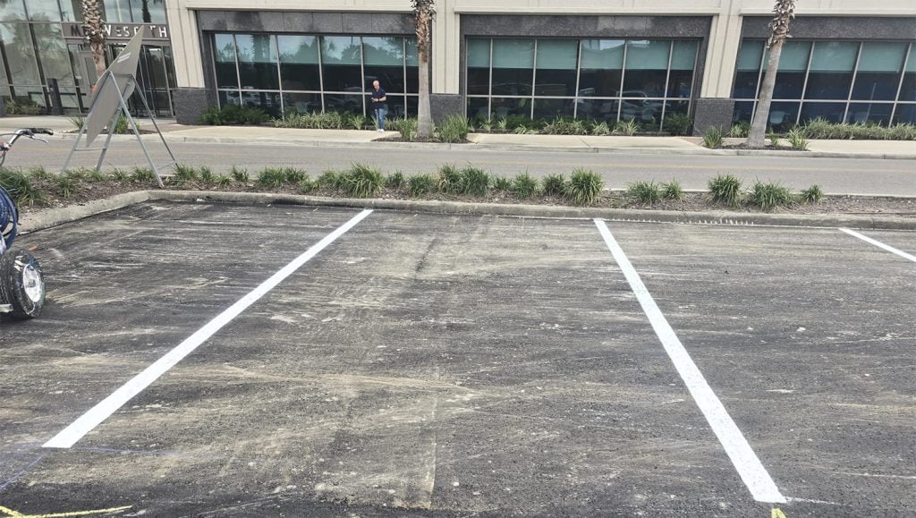 freshly painted parking spots for warehouse in tampa