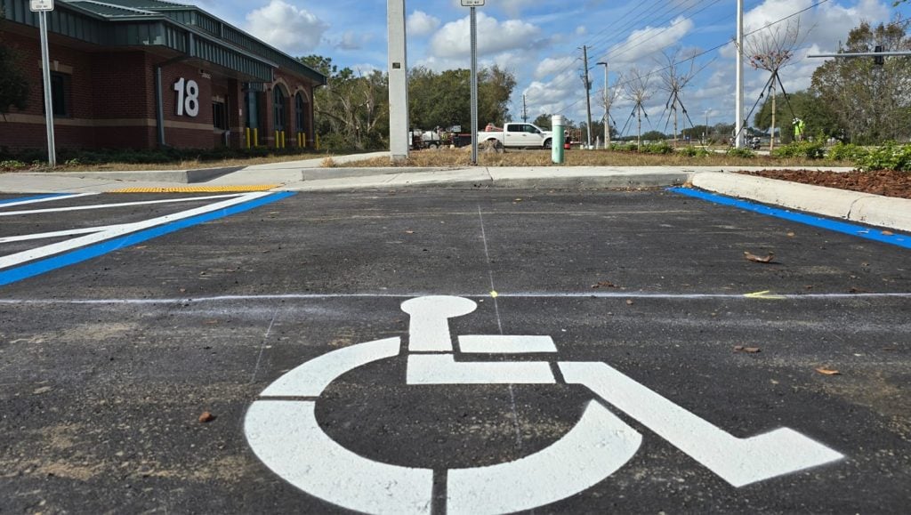 close-up of ada compliance parking spot for Pasco Fire Station