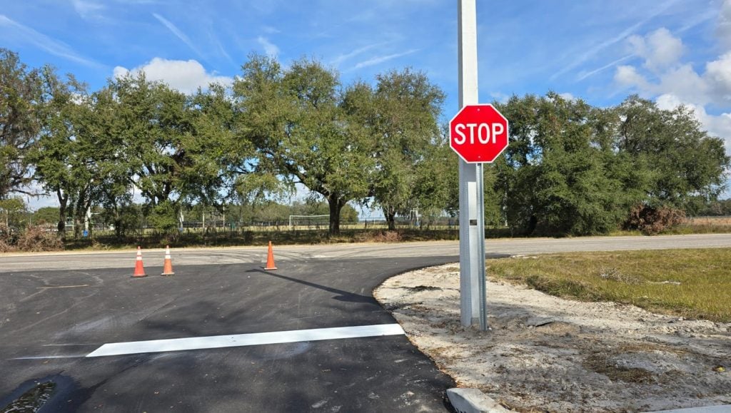 line markings freshly painted for Pasco Fire Station parking lot