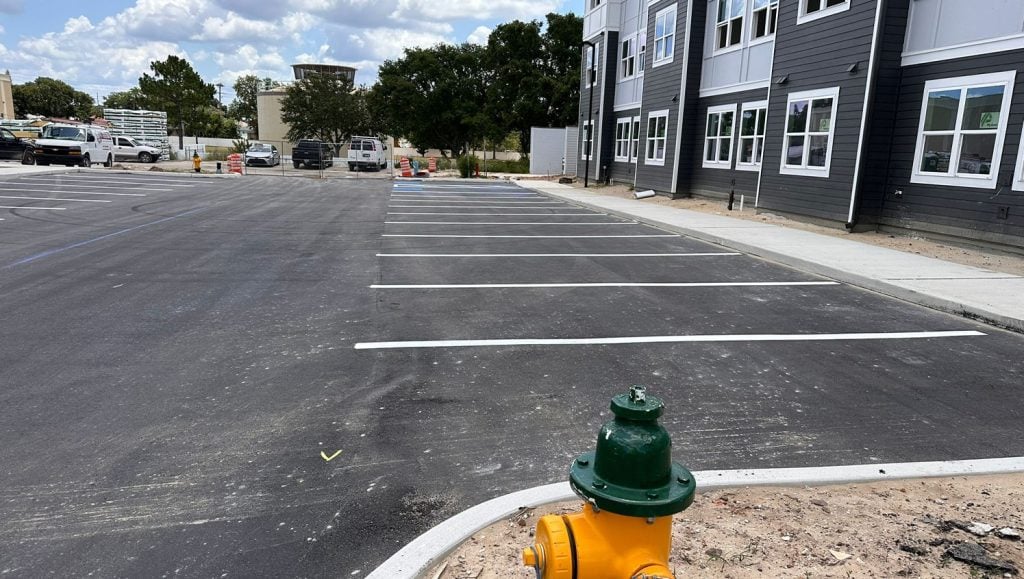 freshly painted lines for parking lot
