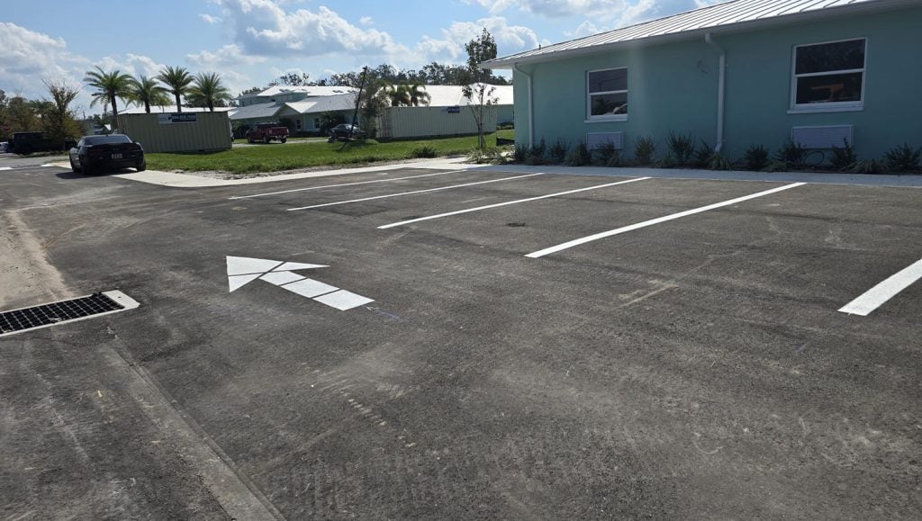 business parking lot freshly painted