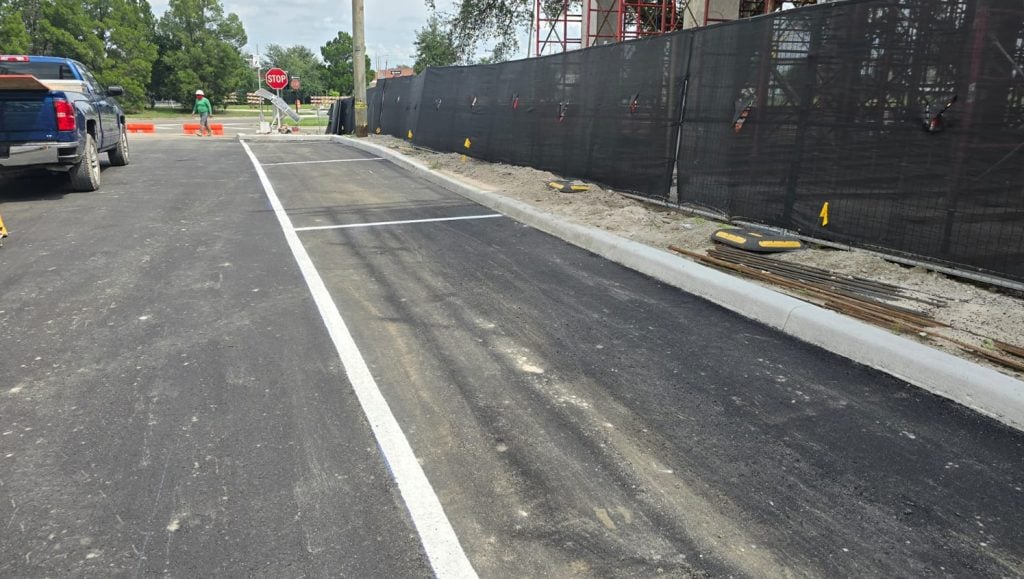 freshly painted line markings for business in tampa