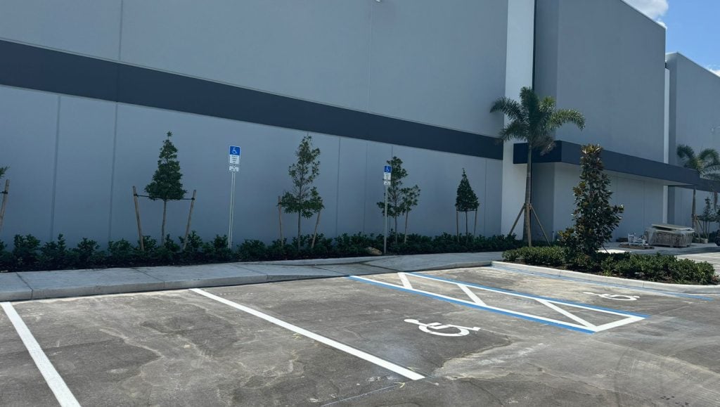parking lot lines freshly painted for parking lot