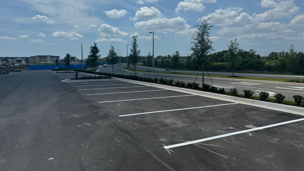 close-up of ada compliance line marking for business