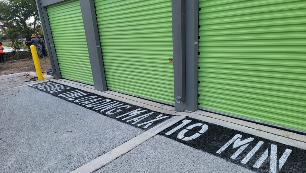 freshly painted stencil for Storage Facility