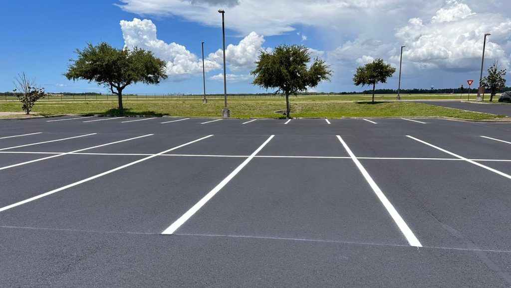 MacDill AFB parking lot with fresh asphalt