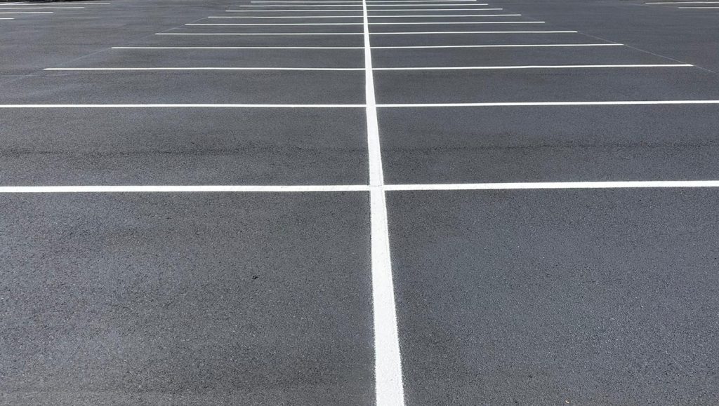 MacDill AFB parking lot with fresh asphalt and line markings