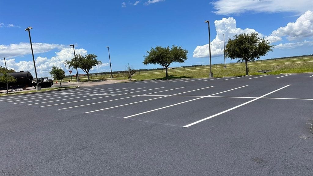 MacDill AFB parking lot with freshly painted ada compliance parking spots