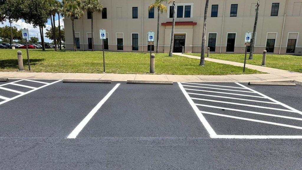 fresh line markings for MacDill AFB parking lot