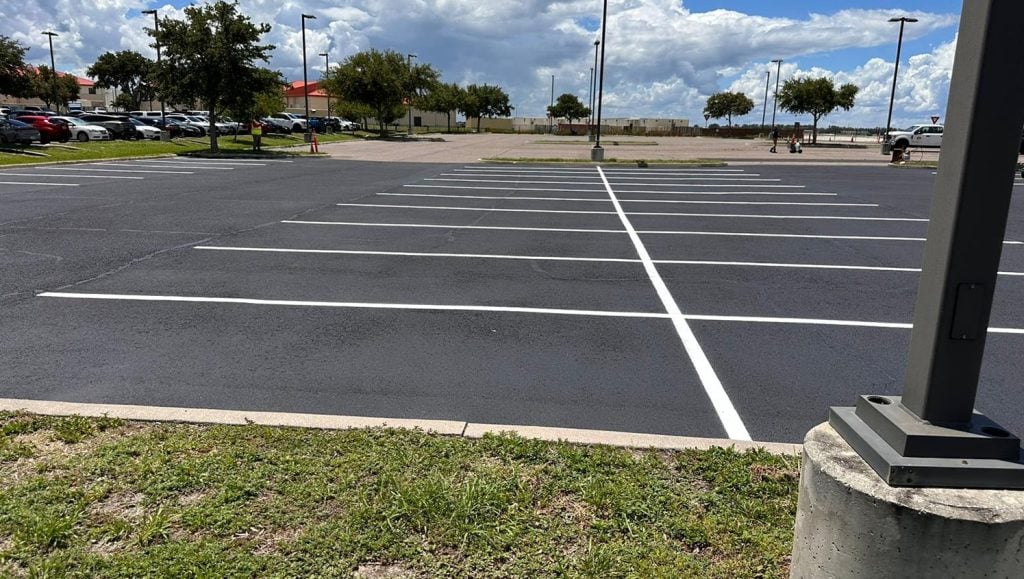 close-up side view of MacDill AFB parking lot