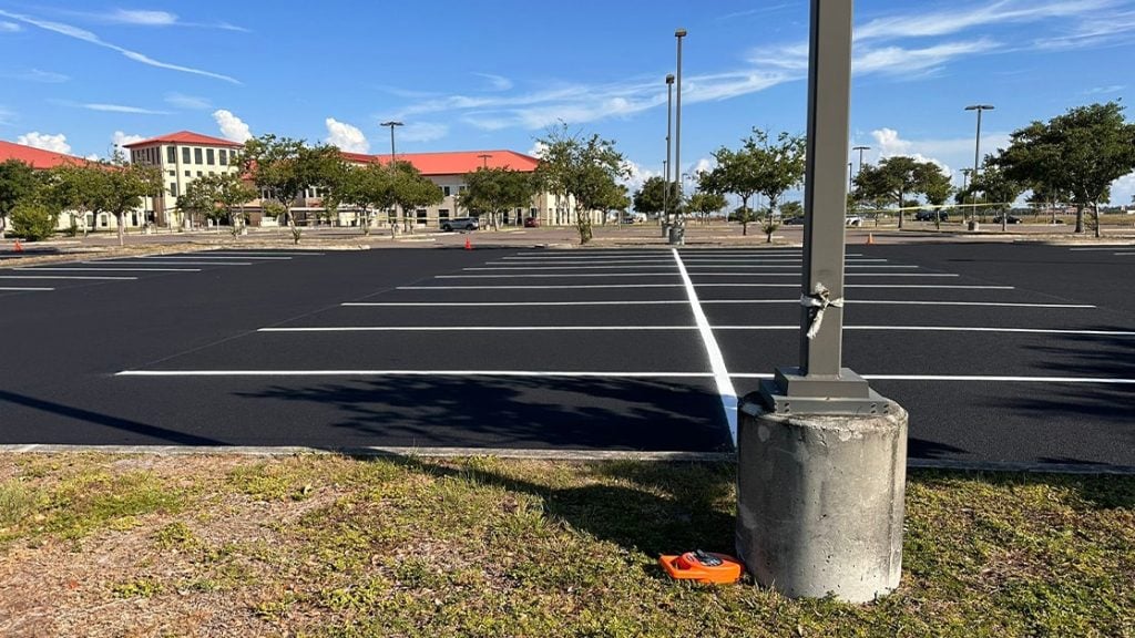 MacDill AFB parking lot with freshly painted lines