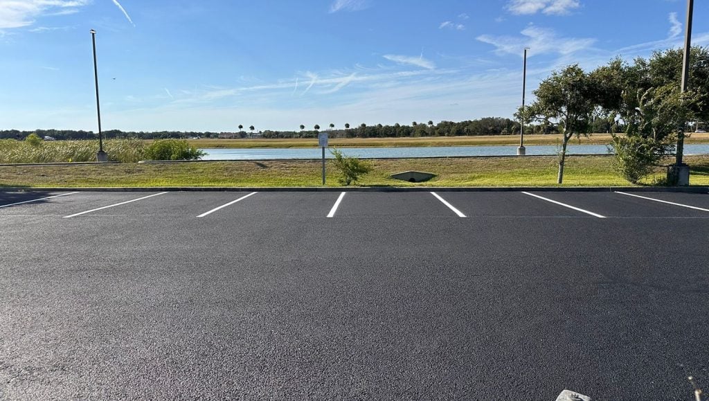 MacDill AFB parking lot with fresh line markings