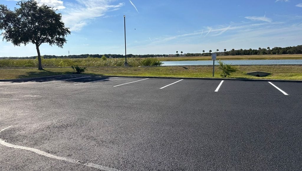 MacDill AFB parking lot with freshly painted parking spots