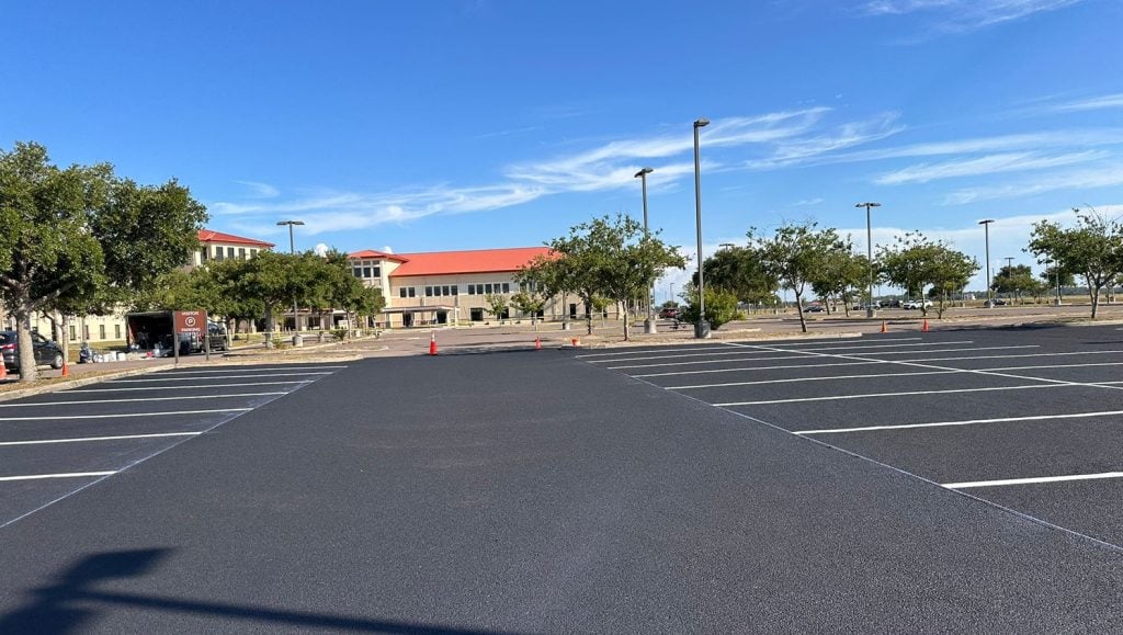 freshly painted white lines for MacDill AFB parking lot