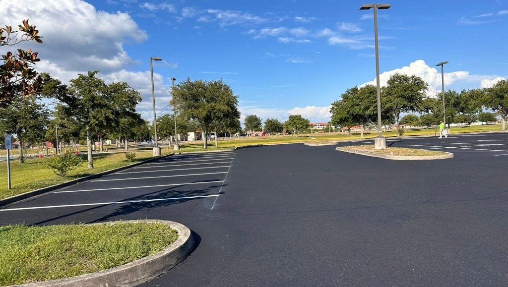 freshly painted parking lot lines at MacDill AFB