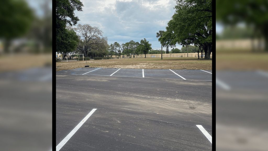 newly striped parking stalls