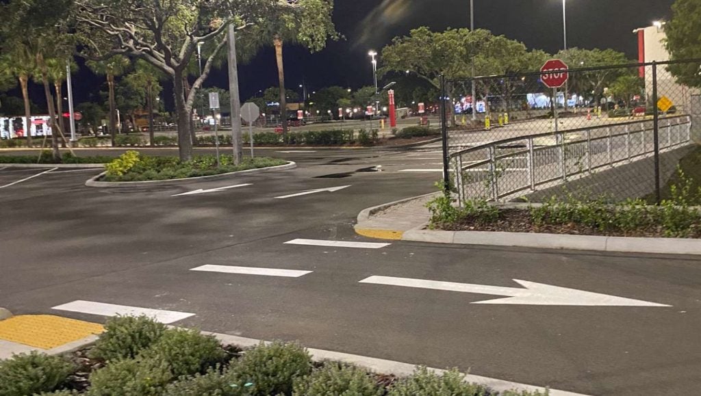 newly striped parking stalls