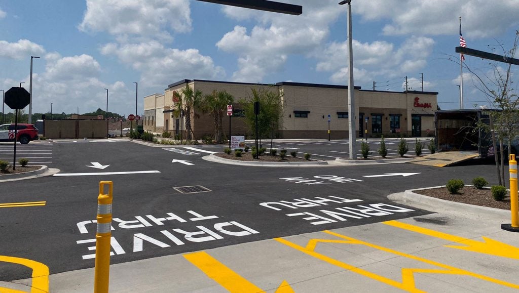 new drive-thru striping