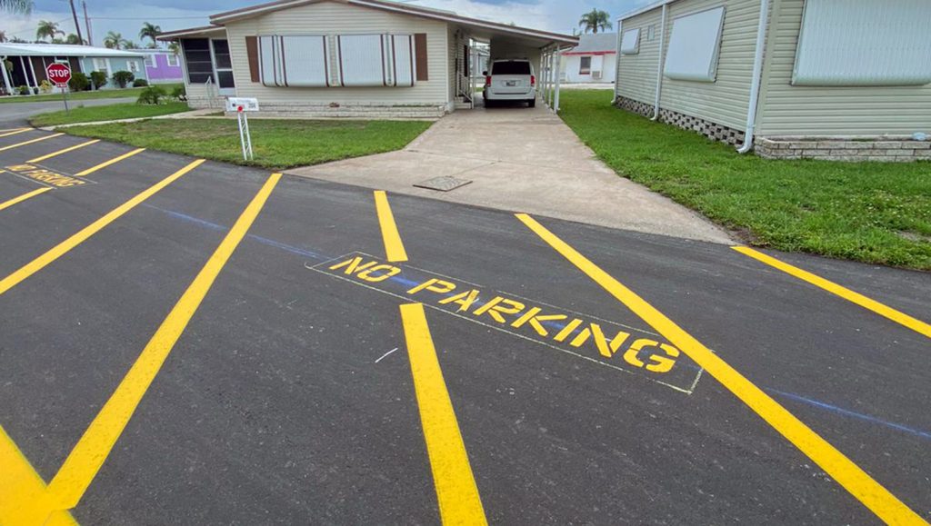 a freshly striped ADA accessible stall at American Asphalt Paving in Winter Haven, FL