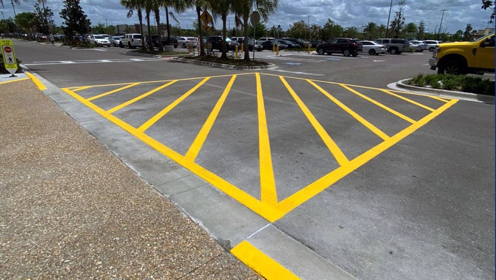 new parking lot striping for Total Wine and More in Lutz, FL