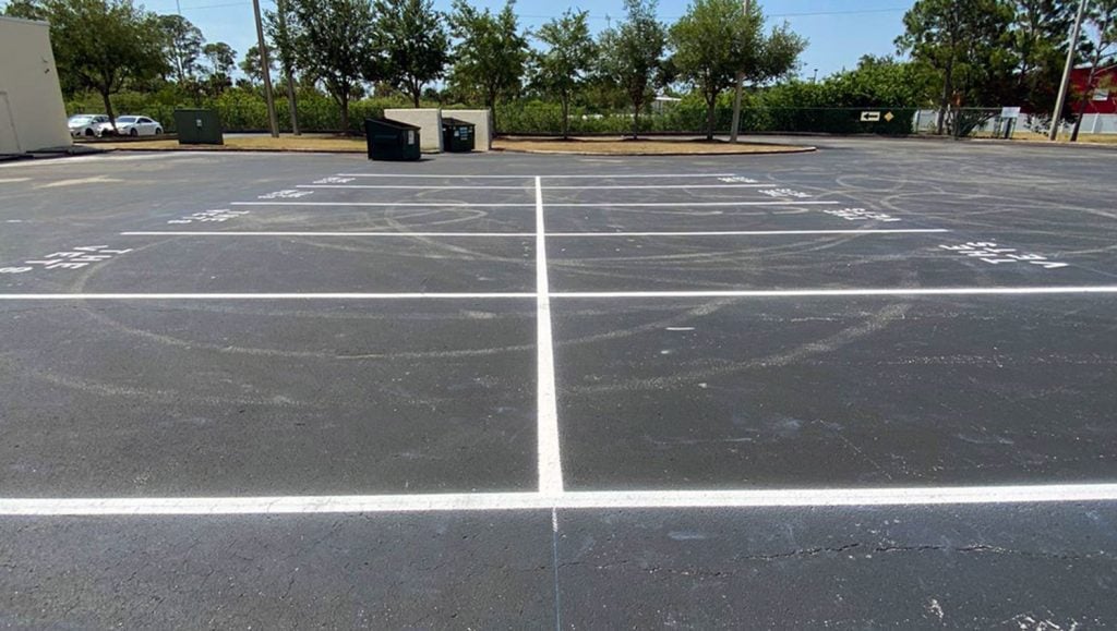 new parking lot stalls striped for an oldsmar fl customer