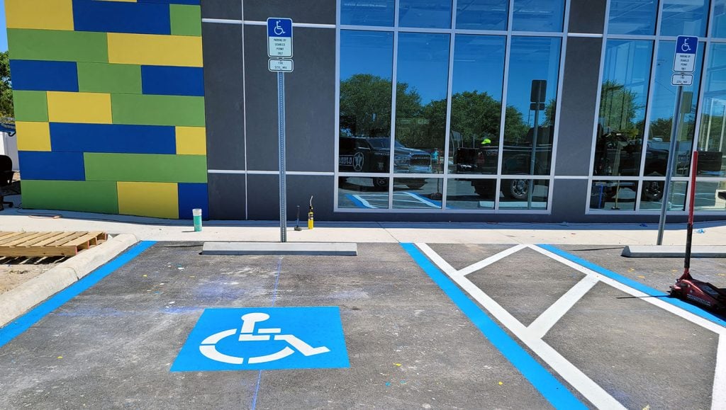 newly marked ada parking stalls