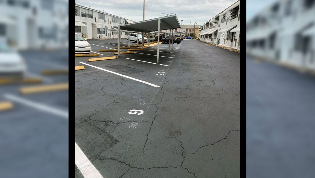 numbered parking stalls