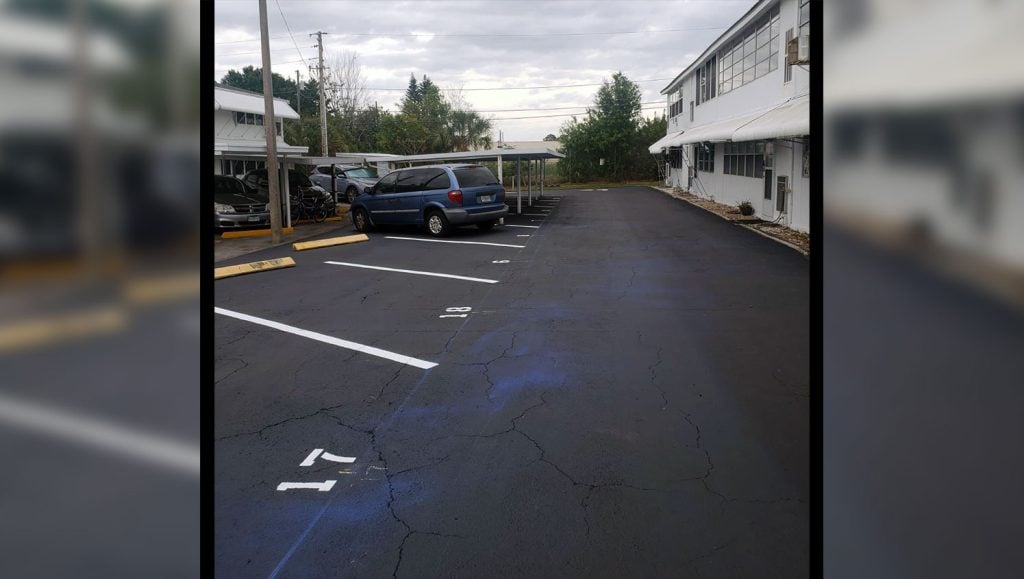 directional arrows in a parking lot